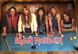 Iron Maiden Pool Table Rare Vintage Poster 1984