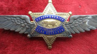 Rare Los Angeles Sheriff Deputy Aero Squadron Wings C.  1920 