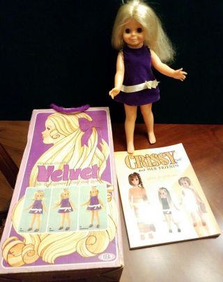 Velvet Crissy’s Cousin Doll 1969 Ideal With Orig Box,  Dress & Collector Guide