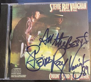 Stevie Ray Vaughn Signed Autographed Cd Couldn’t Stand The Weather Rare