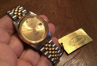 Vtg 1980’s Lucien Piccard Dufonte Men Gold Tone Watch Diamond