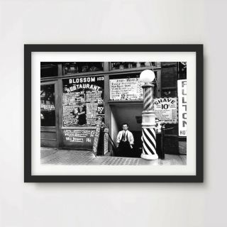 Mens Barber Shop Vintage Black White Photo Art Print Poster Picture Wall Decor