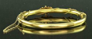 A RARE VICTORIAN 14K YELLOW GOLD,  OPAL & SEED PEARL HINGED BANGLE BRACELET c1880 4