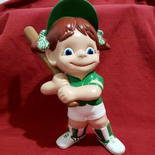 Vtg Rare 1974 Atlantic Mold Ceramic Figurine Baseball Girl 12 " H Great Gift