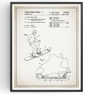 Snowboard Step In Boot Binding Patent Print Decor Vintage Poster Wall Art Gift