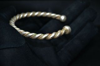 Rare Ancient Viking Twisted Bracelet Silvered Bronze Artifact Very Stunning