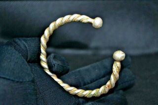 Rare ancient Viking twisted bracelet silvered bronze artifact very stunning 2