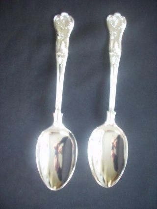 2 Vintage Silver Plated Table / Serving Spoons Kings Pattern 8.  75 " Stylish