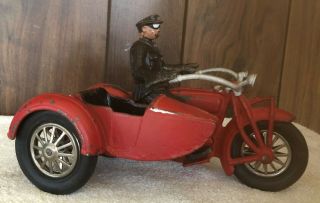 Rare All Hubley Cast Iron Indian Motorcycle Cop & Sidecar Not Restored