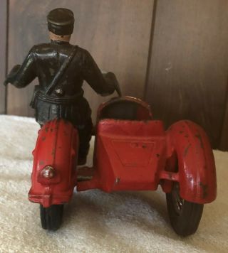Rare All Hubley Cast Iron Indian Motorcycle Cop & Sidecar NOT RESTORED 5