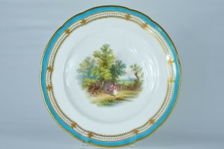 An Antique 19thc Porcelain Plate Minton Hand Painted Landscape Signed