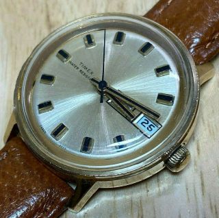 Vintage Timex Marlin 26860 - 2773 Men Gold Tone Hand - Winding Mechanical Watch Hour