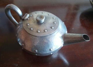 Antique Arts And Crafts Hammered Pewter Teapot