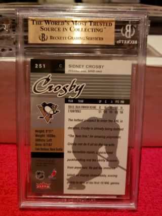 2005 - 06 Fleer Ultra Sidney Crosby Rookie 251 BGS 10 PRISTINE RARE 2