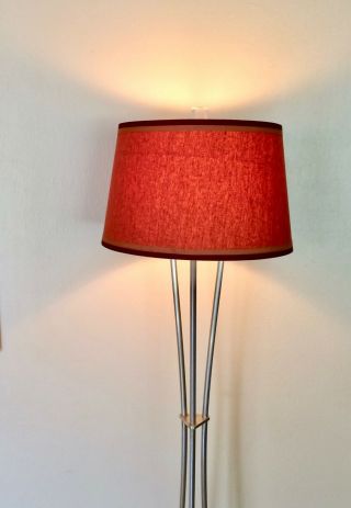 Rare Mid Century Modern Danish Floor Lamp Wood & Aluminum Tripod Eames 4