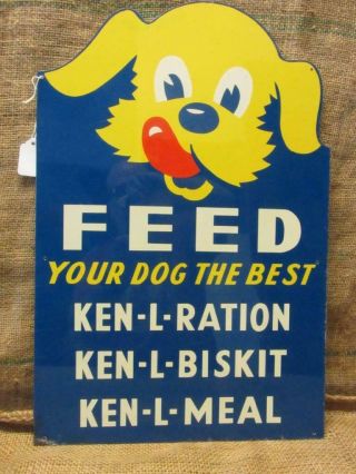 Huge Vintage Ken - L - Ration Dog Food Metal Sign Antique Puppy Feed Rare 10179