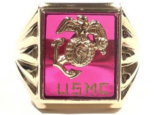 Rare Men’s Usmc Marine Corps 10k Yellow Gold Ring - Size 10 - Gothic