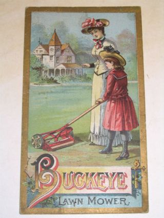 Antique Trade Card Buckeye Lawn Mower Whitman & Barnes Mfg Co Boston Ma