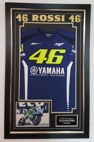 Rare Valentino Rossi Signed Photo And Shirt Autographed Display