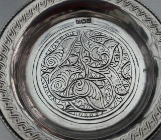 Antique Persian Style Middle Eastern Islamic mini Solid Silver Tray Hall marked 3
