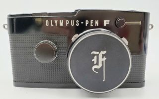 Rare Black Olympus Pen Ft Half - Frame Slr Camera W/ E Zuiko Auto - S F2.  8 38mm Lens
