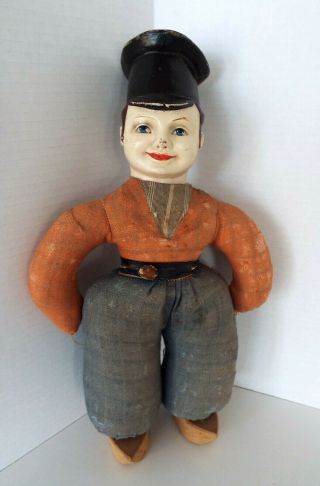 Unica Patent Doll Courtray Belgium Dutch Peasant Liberation WWII Bisque Straw 2