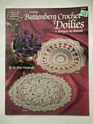 Elegant Pattern Book Asn 1164 Battenberg Crochet Doilies Jo Ann Maxwell Rare