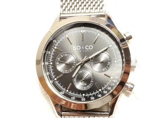 So And Co York Multifunction Quartz Day Date Watch Stainless Steel Men 