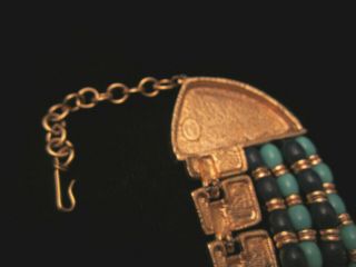 Rare Vintage Hattie Carnegie Goldtone Enamel Egyptian Revival Collar Necklace 3