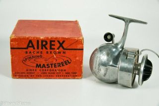 Vintage Airex Bache Brown Spinning Mastereel Antique Fishing Reel Md27