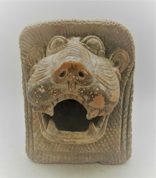 Rare Ancient Eastern Asian Terracotta Statue Piece The Head Of A Lion