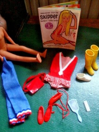 Vintage Mattel Skipper Doll Leaflet Boots Swim Costume Japan Shoes