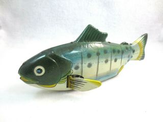 Antique Vintage Tin Toy Fish Hadson Japan Large 9.  5 " Friction Motion Toy