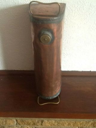 Old Copper Hot Water Bottle,  Bed Foot Coach Warmer Vintage Antique