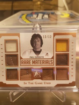 2017 In The Game Rare Materials Phil Esposito 12/12 Jersey Leather