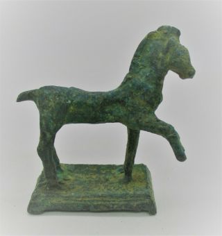 Circa 100 Bc - 100 Ad Ancient Celtic Bronze Leaping Horse Figurine