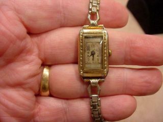 Elgin Art Deco Style Vintage Ladies Watch - 10k Rolled Gold Case (needs Service