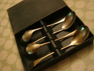 Set Of 4 X Boxed ? Serving Spoons Vintage Antique ? Silver ? Silver Plate