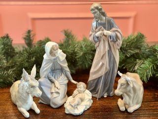 Rare Vintage Nao By Lladro 5 - Piece Nativity Set (1980s)