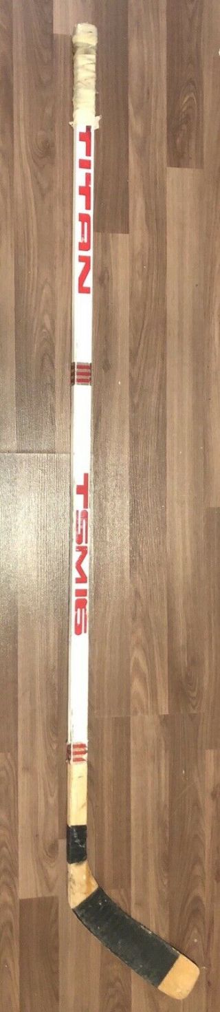 Vintage Titan Tsm16 Wooden Hockey Stick Lh - Michel Goulet Rare Quebec Nordiques