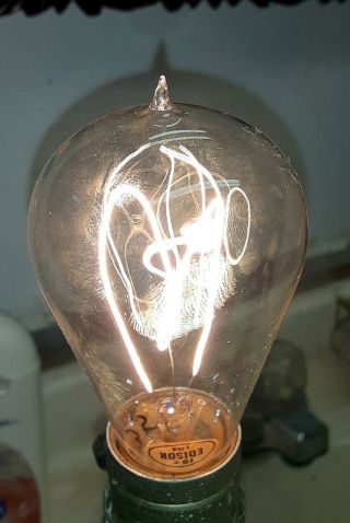 Rare Antique Edison Light Bulb Incandescent 2 Loop Filament / It