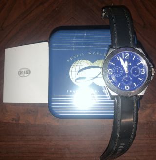 Fossil Watch Pre Owned.  Rare Hard To Find Azure Blue / Stainless Steel