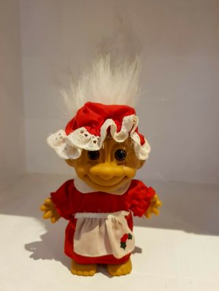 Vintage Russ Troll Doll Christmas Mrs Santa Claus Rare 90s Retro