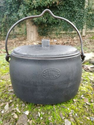 SIDDONS CAST IRON ROMANY GYPSY COOKING POT PAN BOILER 1½ Gallon.  Rare 2