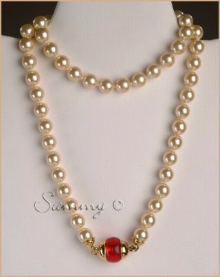 Rare Joan Rivers Gold W 5 Color Changeable Bead Pearl Necklace