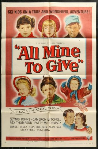 All Mine To Give Glynnis John Rare Ff 1957 1 Sheet Movie Poster 27 X 41 A