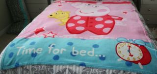 Peppa Pig " Time For Bed " Rare Fleece Blanket/throw 65 " X 50 " Guc