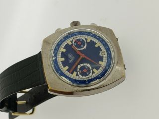 Rare Heuer Vintage Chronograph Watch - Blue /red Racing Dial