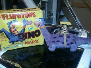 Vtg 1962 Marx Fred Flintstone Dino Dinosaur Animated Toy Box Rare Battery