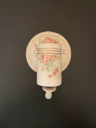Antique Art Deco Porcelain Wall Sconce Light Fixture Flower Pattern